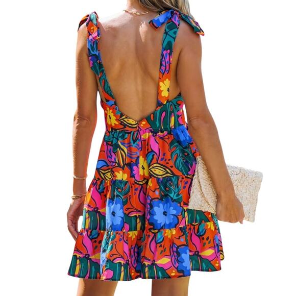 Floral V-Neck Summer Dress - Picture 3 of 10